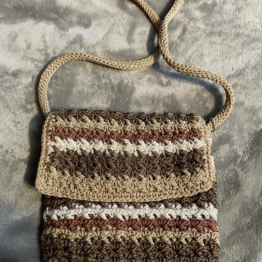 The Sak, Brown and Cream Crochet Crossbody Bag EUC - Picture 1 of 2